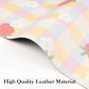 LilyCat Faux Leather Placemats Set of 4, Waterproof Oil-Proof Dining Table Mats for Kitchen, Indoor & Outdoor Heat Resistant Wipeable PU Place Mats, 18 12, Strawberries and Small Flowers