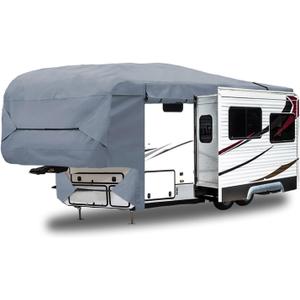 GEARFLAG Fifth Wheel RV Cover fits 40-43 Toy Hauler Motorhome with Slide Out Roll-up Opening Reinforced Windproof Side-Straps Reflective Safety Strips Anti-UV Water-Resistance Heavy Duty Fabric