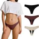 SHARICCA Women Postpartum Period Thongs 4 Layers Leakproof Underwear Panties for teen ladies Multipack (Medium, Black, Red, Beige)