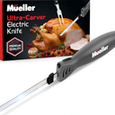 Mueller Ultra-Carver Electric Knife for Meat Slicing, Turkey Carving Knife, Bread Slicer, Crafting Foam, Stainless Steel Blades, Powerful Motor, Ergonomic Handle, Grey