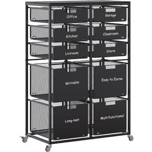 EasyPAG Rolling Storage Cart With 10 Drawers, Metal Craft Organizers And Storage Cart With Wood Tabletop, 30 Lbs Capacity Per Drawer For Home Office Classroom And Dorm, Black