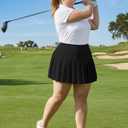 Moon Wood Women's Plus Size Pleated Tennis Skirt- Girls High Waist Athletic Golf Skirts with Shorts (Black) 22W