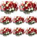Geosar 8 Pcs Rose Artificial Flowers Fake Flowers Bouquet 21 Heads Silk Faux Floral Bundles with Stem for Home Bridal Wedding Arrangements Table Centerpieces Party Decor (Mixed Colors)