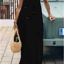 Womens Summer Casual Sleeveless Backless Cami Sundress 2026 Vacation House Dress (Black, 2XL)