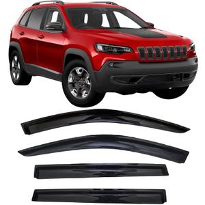 2014-2023 Side Window Visor Deflectors for Jeep Cherokee KL Latitude Altitude Limited Trailhawk X Smoke Tinted Rain Guards 2015 2016 2017 2018 2019 2020 2021 2022