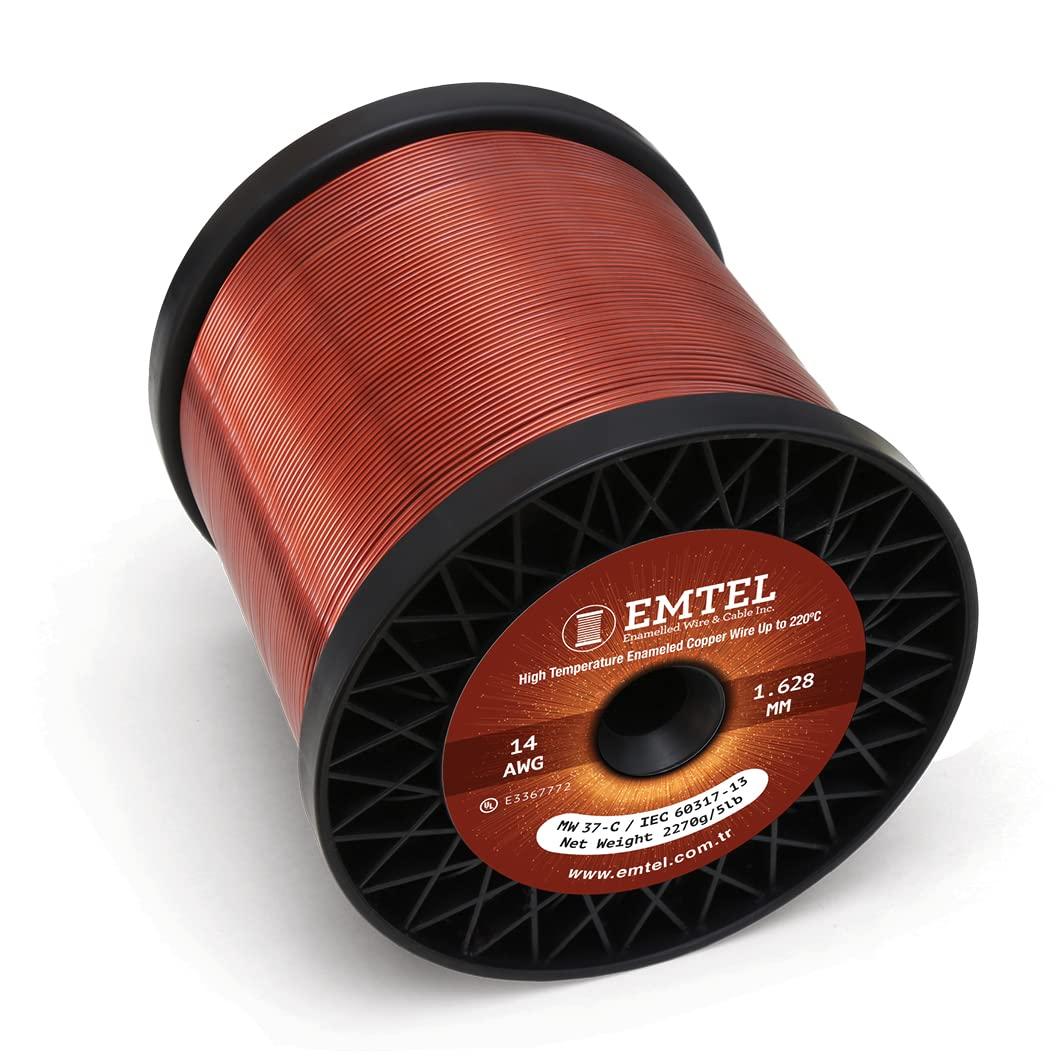 14 AWG - 5 lb (400 feet) 99.9% Pure Copper Wire, Enameled Magnetic Wire for Motor, Transformer, Magnetic Coil, & Electroculture Gardening, Winding Magnet Wire - 220C (428F) Thermal Class