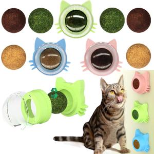 9PCS Catnip Toys, Cat Toys 3 Flavors Silvervine Ball on Wall, 360Rotatable & Replaceable Kitten Chew Treat for Cleaning Teeth, Kitty Dental Lickable Snack Cat Mint for Indoor
