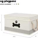 Dog Toy Basket with Lid, Dog Basket for Toys, Dogs Toy Box with Cotton Rope Handles, Collapsible Storage Bins for Pet Toys, Dogs Storage Organizer, Beige&Gray