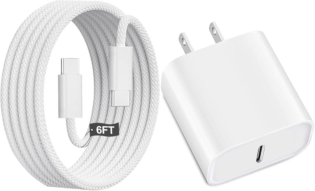 iPhone 17 Fast Charger,iPhone Charger Fast Charging USB C Wall Chargers Block Plug Type C 6FT USB C to C Woven Charging Cable Cord for iPhone 17 Pro Max/17 Pro/17 Air/16 Pro Max/16 Plus/16/15/iPad Pro