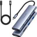 USB C to USBC Hub Dual/Triple Monitor, USBC Splitter 4K@30-60Hz with HDMI, 6 * 10Gbps, 100W PD, SD4.0, Full-Function Type C Port, Docking Station for Windows, Chromos Laptops, with USBC Video Cable
