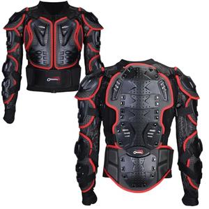 OHMOTOR Motorcycle Motorbike Full Body Armor Protector Pro Street Motocross ATV Guard Shirt Jacket with Back Protection(Red, M)