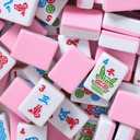 Majolicia American Mahjong Set, 166 Pink Tiles with Cream Bag, Accessories, 4 Mahjong Racks, Mahjong Tile Set for Beginner