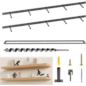 Hidden Floating Shelf Bracket Heavy Duty Floating Shelf 2PCS Floating Shelf Hardware for Long Shelf (58" x 6" x 1.5")