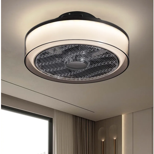 Low Profile Bladeless Ceiling Fan with Light, Amber Shade Flush Mount Ceiling Fan for Bedroom, Living Room, Office, Kitchen, APP & Remote, 6-Speed Quiet DC Motor (30dB)
