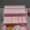 SEAHOME Hair Accessories Organizer for Girls Headbands, Clips, Ties Baby Girl Supplies, Lockable Three-layer Folding Craft Organizers and Storage Plastic Jewelry Box, 11.4x6.3x6.3in (227)