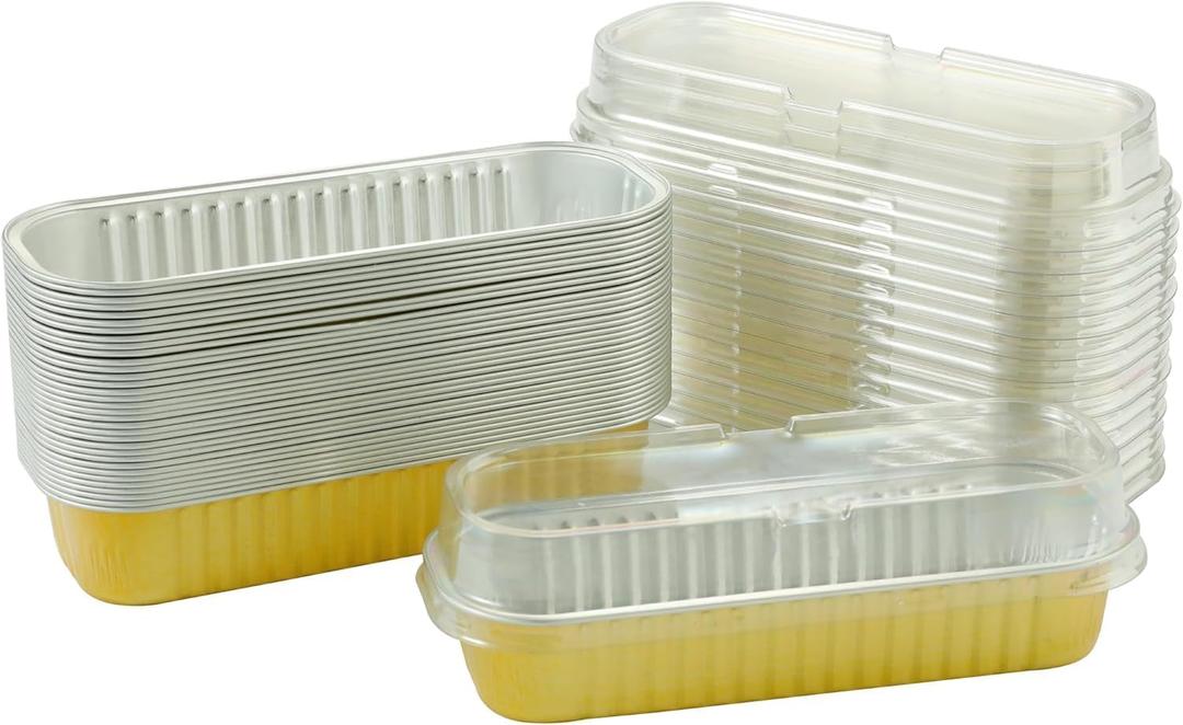 25Pack Aluminum Pans With Lids,6.8oz Mini Cake Pans Loaf Baking Cups Muffin Tins,Disposable Baking Tins Baking Pans Holders For Brownie Loaf Bread