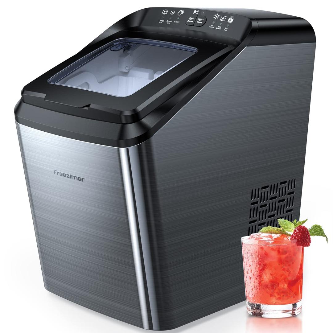 Freezimer Dreamice X1, 33lbs Self-Cleaning Ice Makers Countertop, Portable Ice Machine with 2 Size Bullet Ice Cubes 9 Cubes Ready in 7 Mins , Black