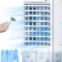 Evaporative Air Cooler, 3-IN-1 Windowless Portable Air Conditioner, 4 Modes & 3 Speeds Personal Swamp Cooler w/Humidifier, 12H Timer & Remote, 65° Oscillating Evaporative Cooler for Room Home