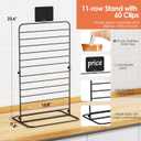 Nuovoware Chip Rack Display Stand, 11-Row Chip Bag Holder with 60 Clips, Potato Chip Rack Hanging Candy Display Organizer for Concession Stand, Retail, Party, Countertop with Display Label, Black