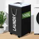 100L Large Laundry Basket with Wheels, 26 GAL Rolling Laundry Hamper with Handle, 30" Tall Rectangular Laundry Basket for Corner, Collapsible and Foldable, (Black)