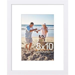 decorUhome 8x10 Picture Frame, Display Pictures 5x7 with Mat or 8x10 without Mat, Wall & Tabletop Display Photo Frame, White, 1 Pack