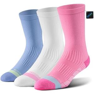BRISIRA Coolmax Bamboo Viscose Compression Running Crew Socks Women Moisture-Wicking Anti-Blister Cooling Athletic Mid Calf M