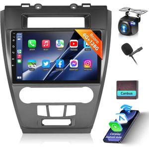 Hi-Res DSP/46EQ 8Core 6+128G Car Radio for Ford Fusion Mustang 2009-2012 with 10.1inch 1280x720P IPS Touchscreen Wireless CarPlay Android Auto 5.0 Bluetooth 5GhzWiFi GPS MirrorLink Backup Camera