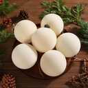 6 Pcs 4 Inch Flocked Velvet Christmas Tree Ball Ornament Glass Velvet Xmas Hanging Ornament Large Flocked Felt Decoration for Xmas Tree Wreath Home Garland Holiday Party Decor (White)