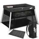 Pamo Babe Travel Pack and Play, Foldable Portable Playpen with Mattress | Certified Baby Safe, Grey Playard with Zipper Door, Lightweight Baby Travel Bed with Backpack, Travel Crib for Outdoor Indoor