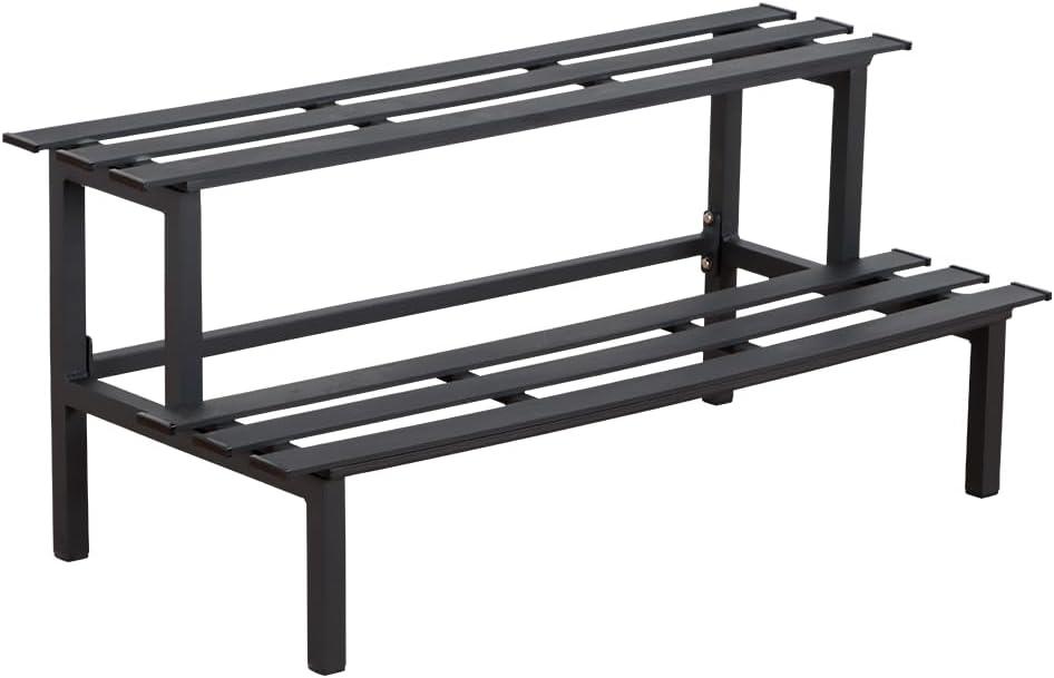 Sturdy 2-Tier Metal Plant Stand for Outdoor & Indoor, Decorative Planter Display Shelf Unit for Garden Patio Balcony Living Room