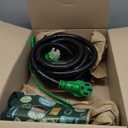 RVGUARD 50 Amp 25 Foot RV/EV Extension Cord, NEMA 14-50P/R Heavy Duty Extension Cord with LED Power Indicator and Cord Organizer, Green, ETL Listed
