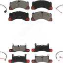 Transit Auto - Front Rear Ceramic Disc Brake Pads And Wear Sensors Kit For 2013-2018 Porsche Cayenne w Rotors KCW-100186