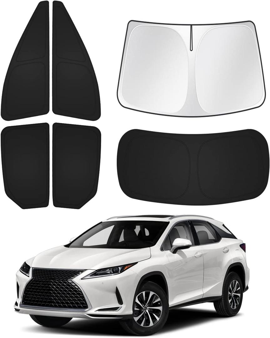 Canvcle Sunshades for 2016-2022 Lexus RX Accessories Windshield Sun Shade Side Rear Window Shade Cover Sun Visor Shield Privacy Protection for Camping Keep Vehicle Cool Black 6PCS