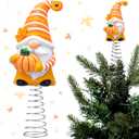 Gejoy Thanksgiving Fall Gnome Miniature Tree Topper 5.1 Inches Mini Resin Gnome Ornaments with Pumpkin Maple Leaf Tree Top Decorations for Fall Harvest Autumn Holiday Gifts Party Supplies Home Decor