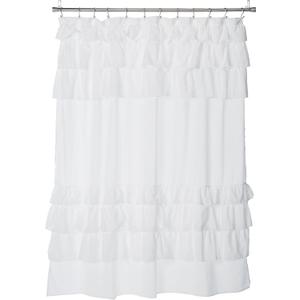 Madison Park Grace White Shower Curtain,Solid Cottage Top Shower Curtains for Bathroom, 72 X 72, White