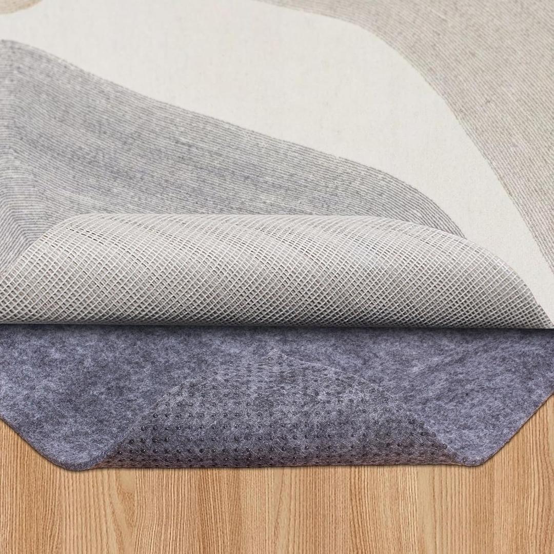 Non Slip Rug Pad, 1/4 Extra Thick Felt Under Rug, 8X10 Ft Cushioned Carpet Padding for Area Rugs, Hardwood Floors, Laminate, Tile, Keep Your Rugs Safe and in Place