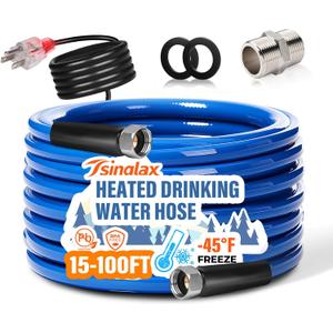 15FT 30FT Heated Water Hose for Rv,-45  Antifreeze Heated Garden Water Hose,Lead-Free & BPA-Free, Rv Freshwater Hoses with Fittings, Rv Accessories