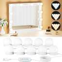 10 Bulbs LED Vanity Lights for Mirror, 3000K 4000K 6500K & 10-Brightness, Wire Length Adjustable, USB Cable, Hollywood Mirror Lights for Makeup Dressing Room Bathroom, White