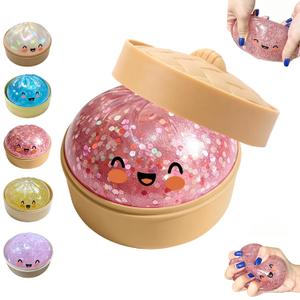Dumpling Squishy, Mystery Dumplings Box, Colorful Dumplings Stress Balls Fidget Sensory,Squeezable Bun Stress Relief Fidget Toys (Red)