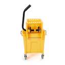 Amazon Basics Commercial Side Press Wringer Floor Cleaning Mop Bucket on Wheels, 35-Quart, Yellow