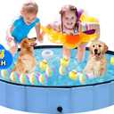 Dog Pool for Large Dogs Foldable Kiddie Pool Hard Plastic for Toddlers 1-3, Pets Bath Tub Portable Kids Pool for Backyard Outdoor Play Pool for Doggie Kitty 64x12 inches