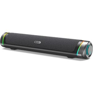 NJSJ Computer Speakers for Desktop with Clear Stereo Sound & Dynamic RGB Lighting, Compact Gaming Soundbar Speakers with USB Powered and 3.5mm Aux Input for PC, Laptop, Monitor