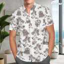 Mens Halloween Hawaiian Shirt, Horror Friends Shirts for Men Women Short Sleeve (2XL)