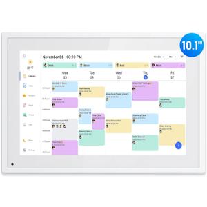 Digital Calendar, 10.1 Inch Smart Electronic Desk Calendar & Chore Chart, Touchscreen Interactive Display for Family Schedules with Meal Planner & Picture Frame & Lists (White)