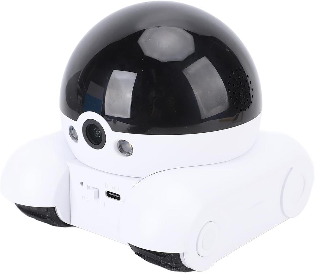 Pomya Robot Camera On Wheels, 2MP 1080P Dual Lens Rotatable, Movable Pet Camera with Phone APP, 2 Way Talk, Motion Detection, 5200mAh Battery, WiFi Indoor Security Camera for Dogs Cats