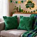 St Patricks Day Throw Pillow Covers Decorations 18x18 in 2-Piece Set,Green Pillow Covers Linen Spring Pillow Case Home Sofa St Patricks Day Decor.