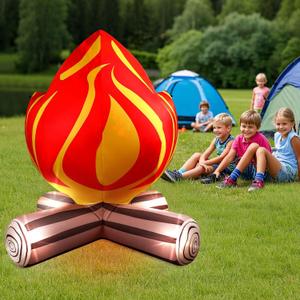 5FT Summer Inflatable Campfire Blow-up Fake Campfire Built-in 4 LED Lights for Summer Inflatables Outdoor Decorations Inflatable Fake Fire for Bonfire Birthday Party Decor Supplies Yard Lawn Garden