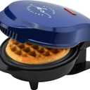 Kitchen Selectives Mini Waffle Maker By Select Brands - Classic Waffle Iron for Traditional, Savory or Dessert Waffles - Features Non-Stick Coating - 4 Mini Waffles, Cobalt Blue