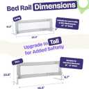ComfyBumpy 1-Pack Bed Rail for Toddlers 55.5" L x 19.5" H | Toddler Bed Rails for Twin, Full, Queen & King Mattress Size | Swing Down Rail Guard | Mattress Side Rail for Kids | Gray