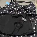 Yonique 3 Piece Womens Tankini Swimsuits with Shorts Athletic Bathing Suits Tank Tops with Bra and Boyshorts Black Polka Dot XXL